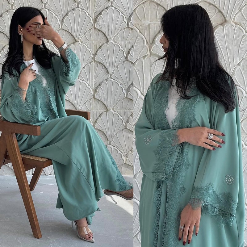Lace Spliced Long Modest Dress for Women - Image 1