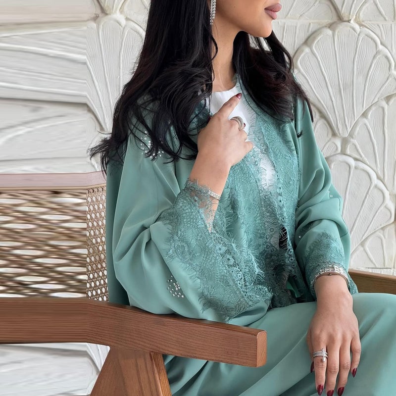 Lace Spliced Long Modest Dress for Women - Image 3