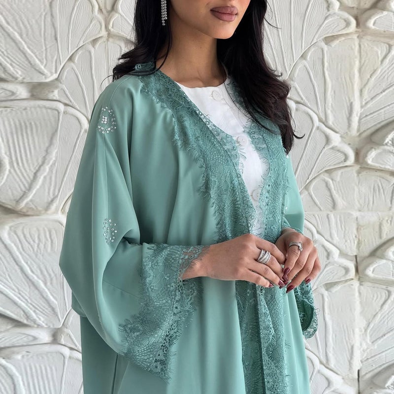 Lace Spliced Long Modest Dress for Women - Image 4