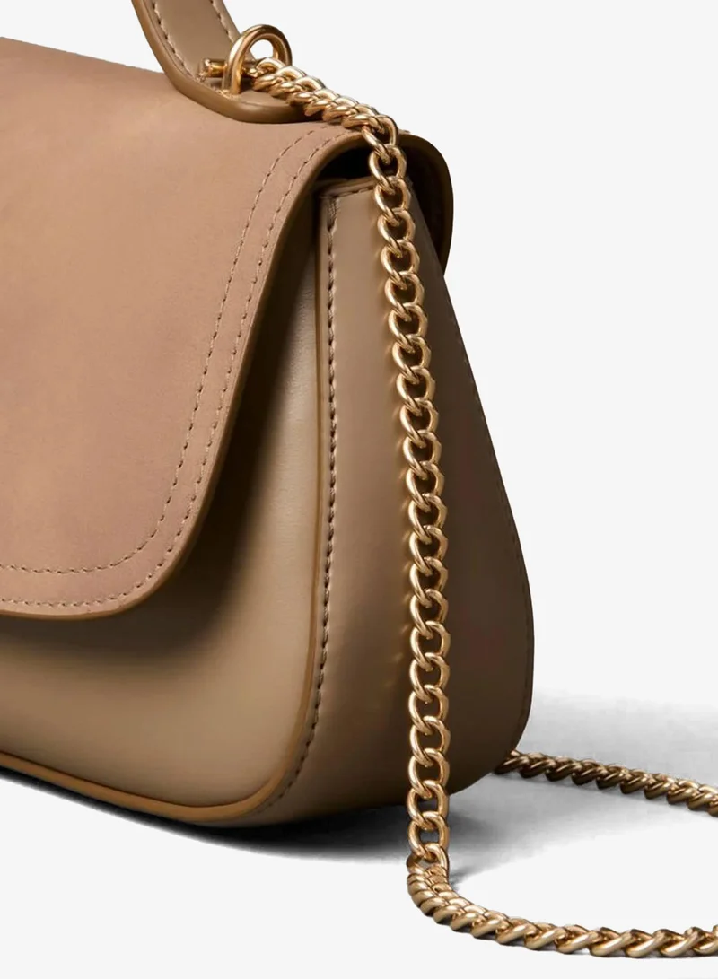 Calvin Klein Desert Taupe Monogram Flap Sueded Camera Bag for Women | Best Price UAE