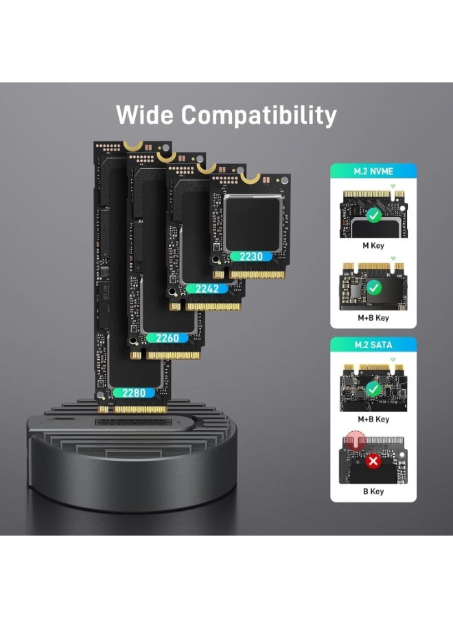 GHD-D21 M.2 NVMe/SATA SSD Docking Station – USB 3.2 Gen 2 10Gbps Tool-Free External SSD Enclosure Adapter - Image 2