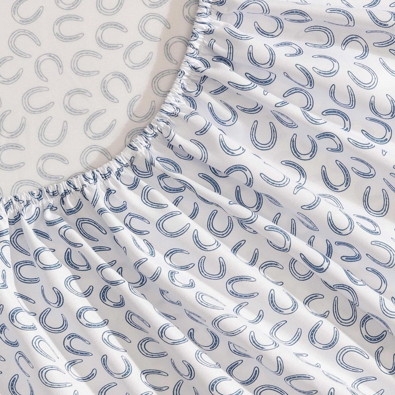 Wrangler - Full Sheet Set  Super Soft & Cozy Bedding with Matching Sham(s)  Casual Luxurious Bedding Set  Yellowstone Inspired  Oeko-Tex Certified (Horseshoe Blue  Full) - Image 4