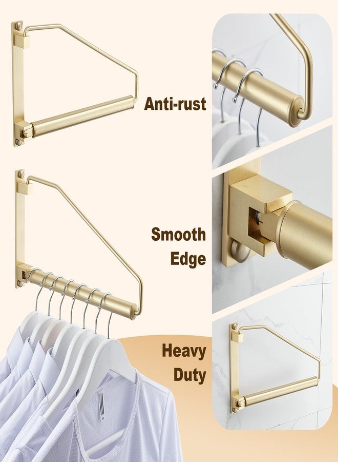Hiendure Folding Clothes Hanger Gold Brushed Drying Clothes Rack Wall-Mounted Space Saver for Laundry Room Closet, Brass, 12 Inch - Image 2