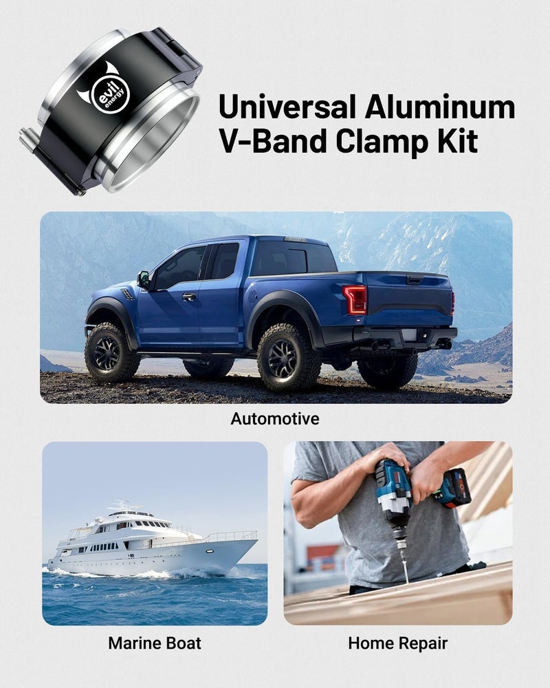 EVIL ENERGY V Band Aluminum, Quick Release V Band Clamp with Flange Intake Intercooler Pipe Clamp (1, 2.5") - Image 3