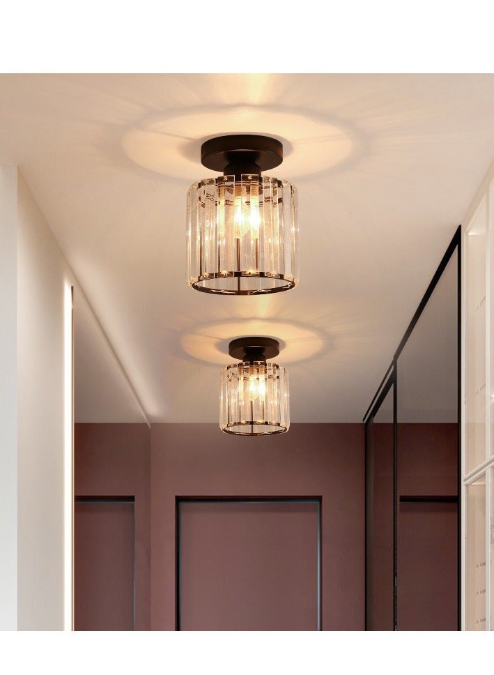 YZMA GLOBAL Crystal lighting fixtures, modern mini chandelier roof lamps, Crystal semi-flatbed roof lighting fixtures for bedroom, entrance, bathroom, entrance, kitchen (including tricolour adjustable E27 lamps) - Image 1