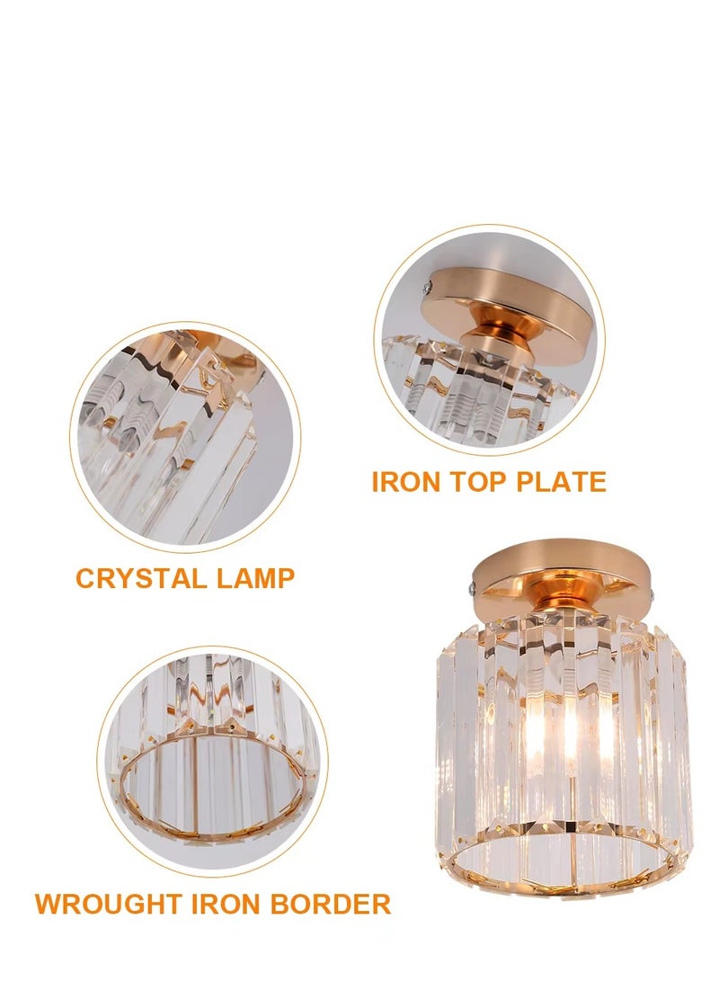 YZMA GLOBAL Crystal lighting fixtures, modern mini chandelier roof lamps, Crystal semi-flatbed roof lighting fixtures for bedroom, entrance, bathroom, entrance, kitchen (including tricolour adjustable E27 lamps) - Image 3