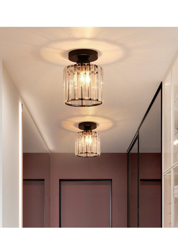 YZMA GLOBAL Crystal lighting fixtures, modern mini chandelier roof lamps, Crystal semi-flatbed roof lighting fixtures for bedroom, entrance, bathroom, entrance, kitchen (including tricolour adjustable E27 lamps) - Image 4