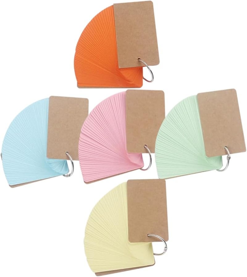 5 قطع من البطاقات الفلاشية الفارغة مع حلقات بألوان زاهية لدراسة المفردات والملاحظات الإبداعية - Image 1