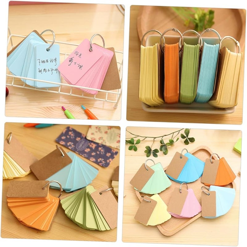 5 قطع من البطاقات الفلاشية الفارغة مع حلقات بألوان زاهية لدراسة المفردات والملاحظات الإبداعية - Image 2