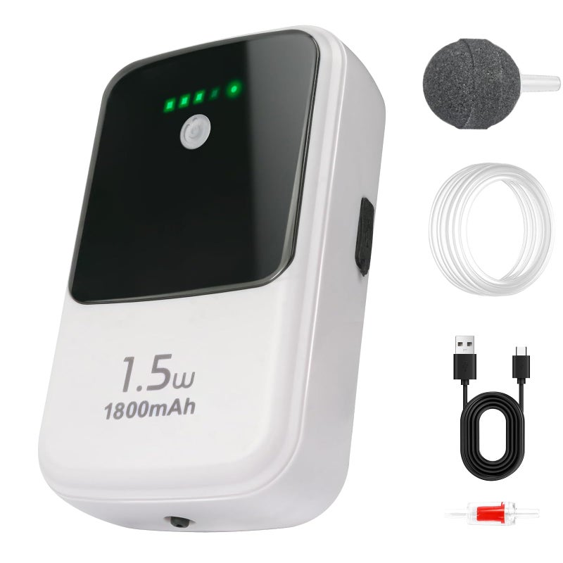 SYSENCIAGA Large Capacity Rechargeable Aquarium Air Pump, Silent Dual Mode Portable Aerator with Universal Clip for Fish Tanks and Outdoor Bait Bucketsï¼ˆ1.5wï¼‰ - Image 1