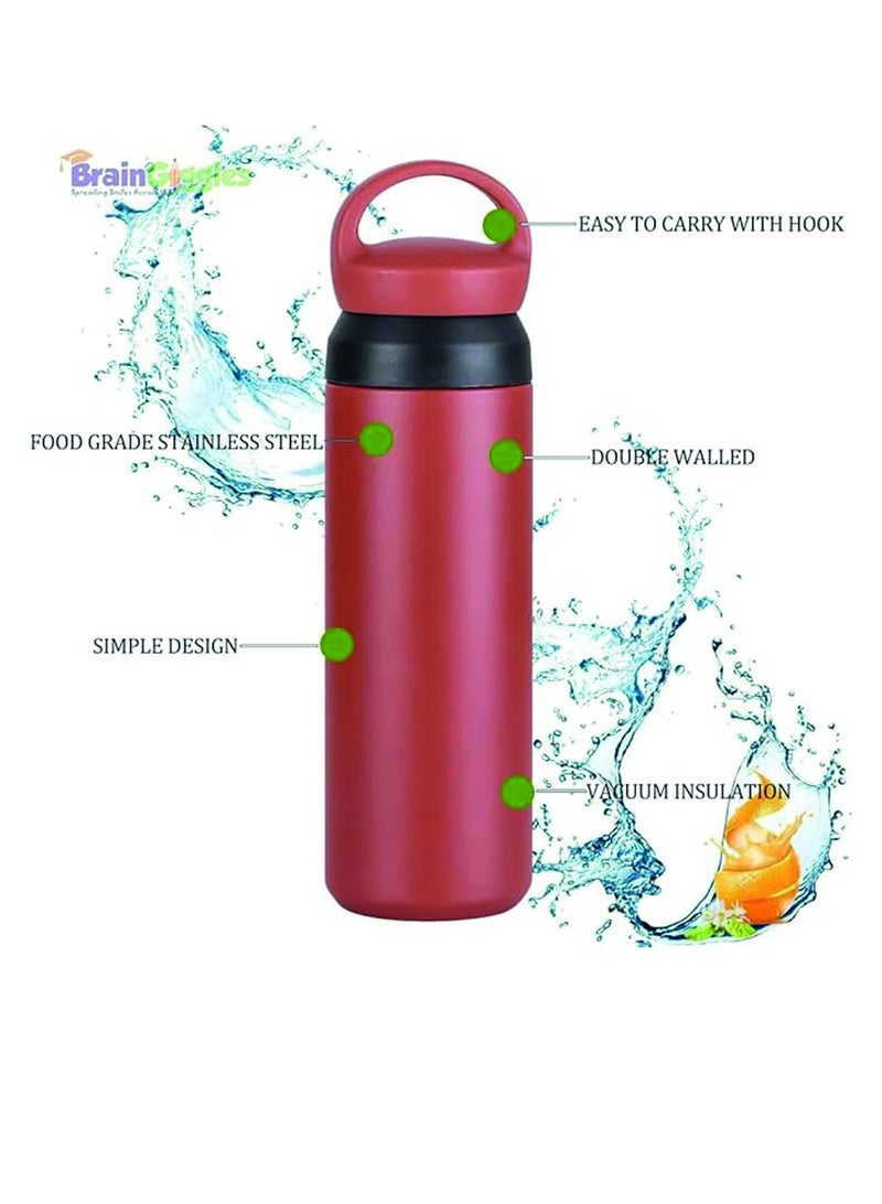 BrainGiggles BrainGiggles Stainless Steel 350ml Vacuum Insulated Thermos Bottle with Easy-to-Carry Hook Anti Scalding Reusable Tumbler Flask Sports Water Bottle for Hiking Biking Students Men Women - Black  - Image 4