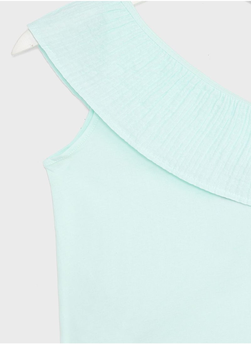 MANGO - Kids Essential Ruffled Asymmetric T-Shirt - Image 1