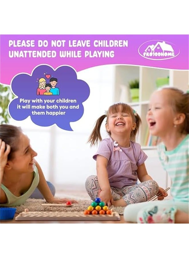 Rainbow Wooden Peg Board Beads Game for Kids 2-3 Years Old, Montessori Toy for Learning Fine Motor Math Skills. - Image 3