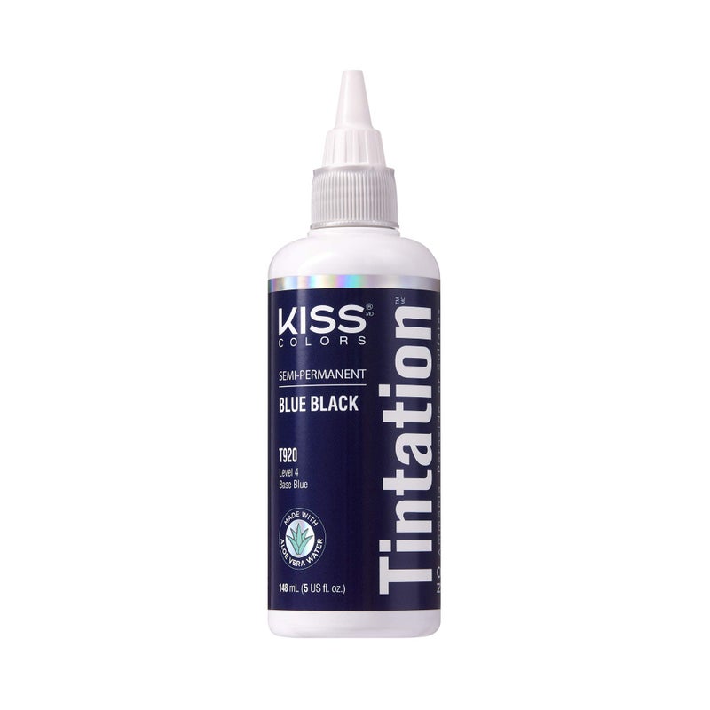 Red by Kiss Tintation Semi-Permanent Hair Color, Aloe Vera Water Based, Argan Oil, Olive Oil, Collagen & Keratin, Long-Lasting Color Dye (Blue Black, 5 Fl Oz) - Image 1