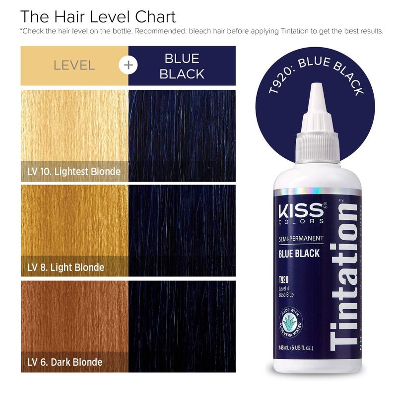 Red by Kiss Tintation Semi-Permanent Hair Color, Aloe Vera Water Based, Argan Oil, Olive Oil, Collagen & Keratin, Long-Lasting Color Dye (Blue Black, 5 Fl Oz) - Image 3