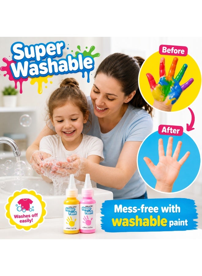 GRAFLO Finger Paint Set for Kids, 12 Colors (30ml Each) with 2 Palettes & Waterproof Apron, Washable Non-Toxic Painting Kit for Toddlers & Children Ages 3-8 - Image 3