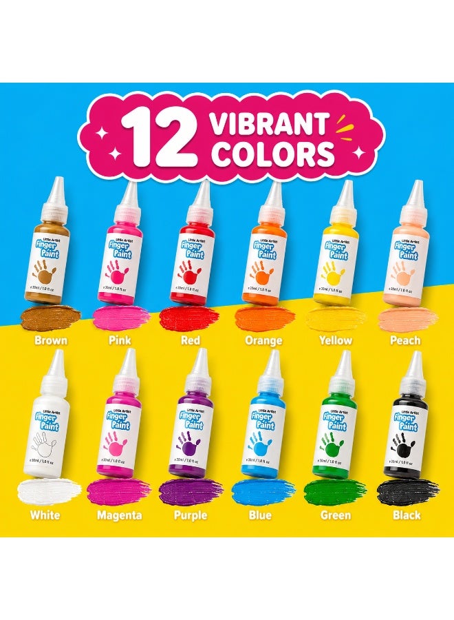 GRAFLO Finger Paint Set for Kids, 12 Colors (30ml Each) with 2 Palettes & Waterproof Apron, Washable Non-Toxic Painting Kit for Toddlers & Children Ages 3-8 - Image 5