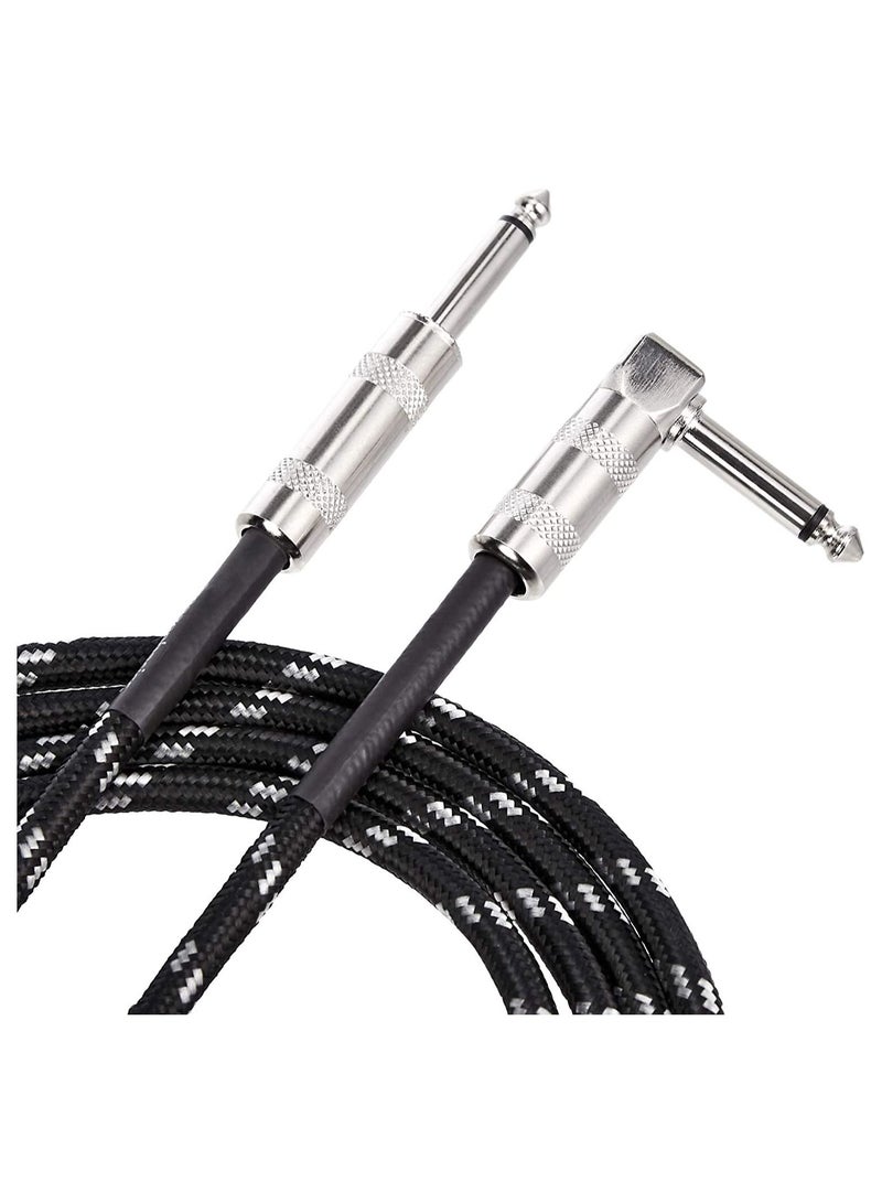 Mike Music 1/4 Inch Tweed Cloth Jacket Right-Angle Guitar Instrument Cable - 10Meter  (10 meter, ) - Image 1