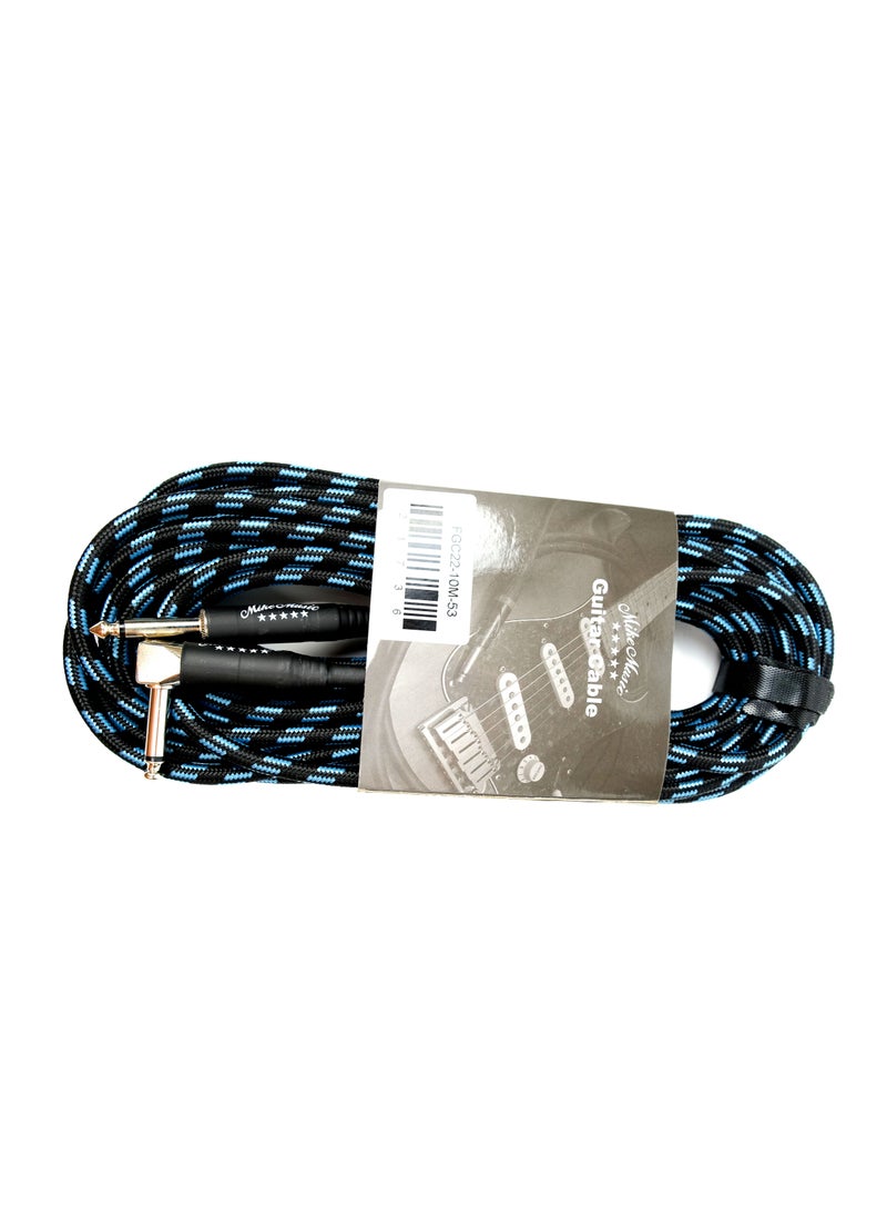 Mike Music 1/4 Inch Tweed Cloth Jacket Right-Angle Guitar Instrument Cable - 10Meter  (10 meter, ) - Image 5