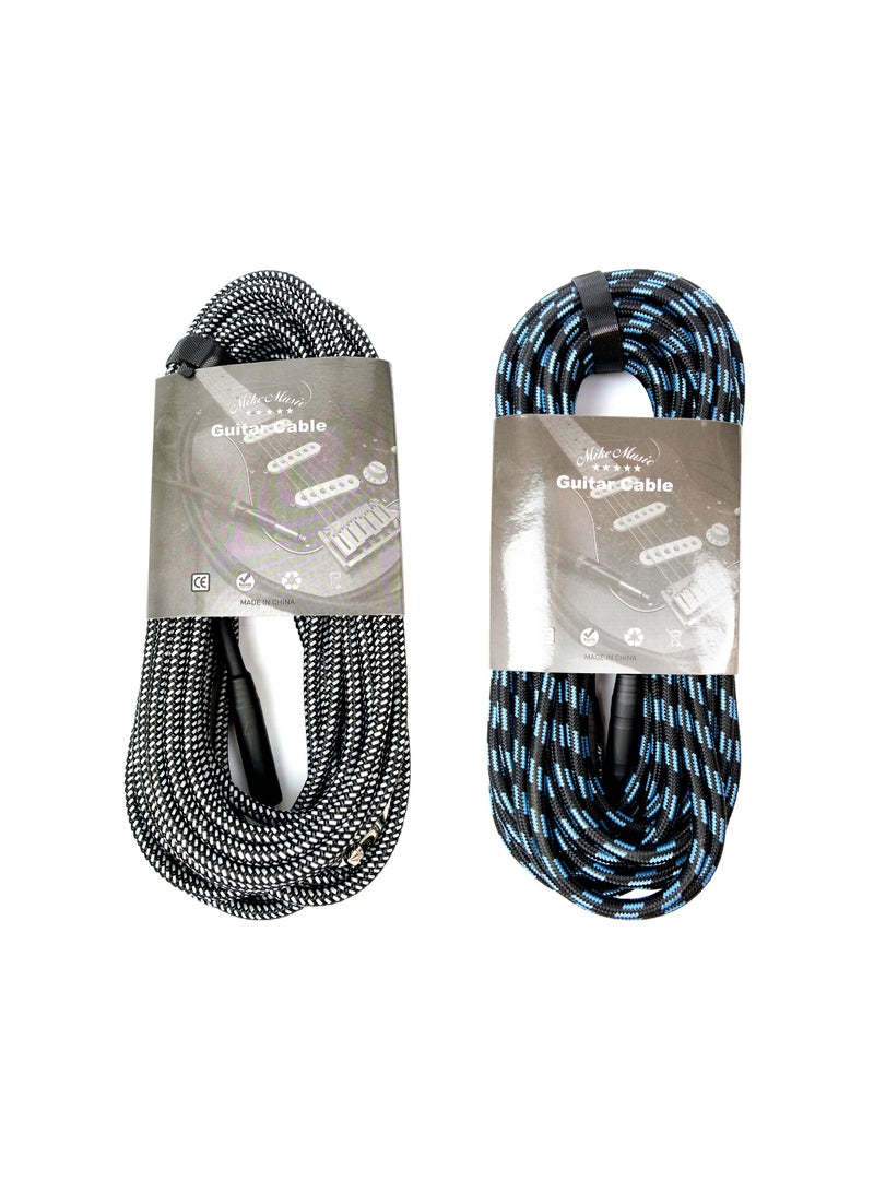 Mike Music 1/4 Inch Tweed Cloth Jacket Right-Angle Guitar Instrument Cable - 10Meter  (10 meter, ) - Image 2