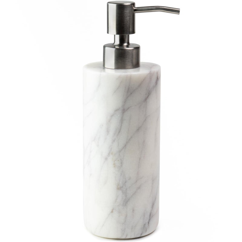 Cork & Mill Cork Mill Marble Soap Dispenser for Bathroom Countertop or Kitchen Sink Real Natural White Stone with Stainless Steel Pump Top Ideal for Lotion Liquid Dish or Hand Soap Modern Bath Accessories - Image 2