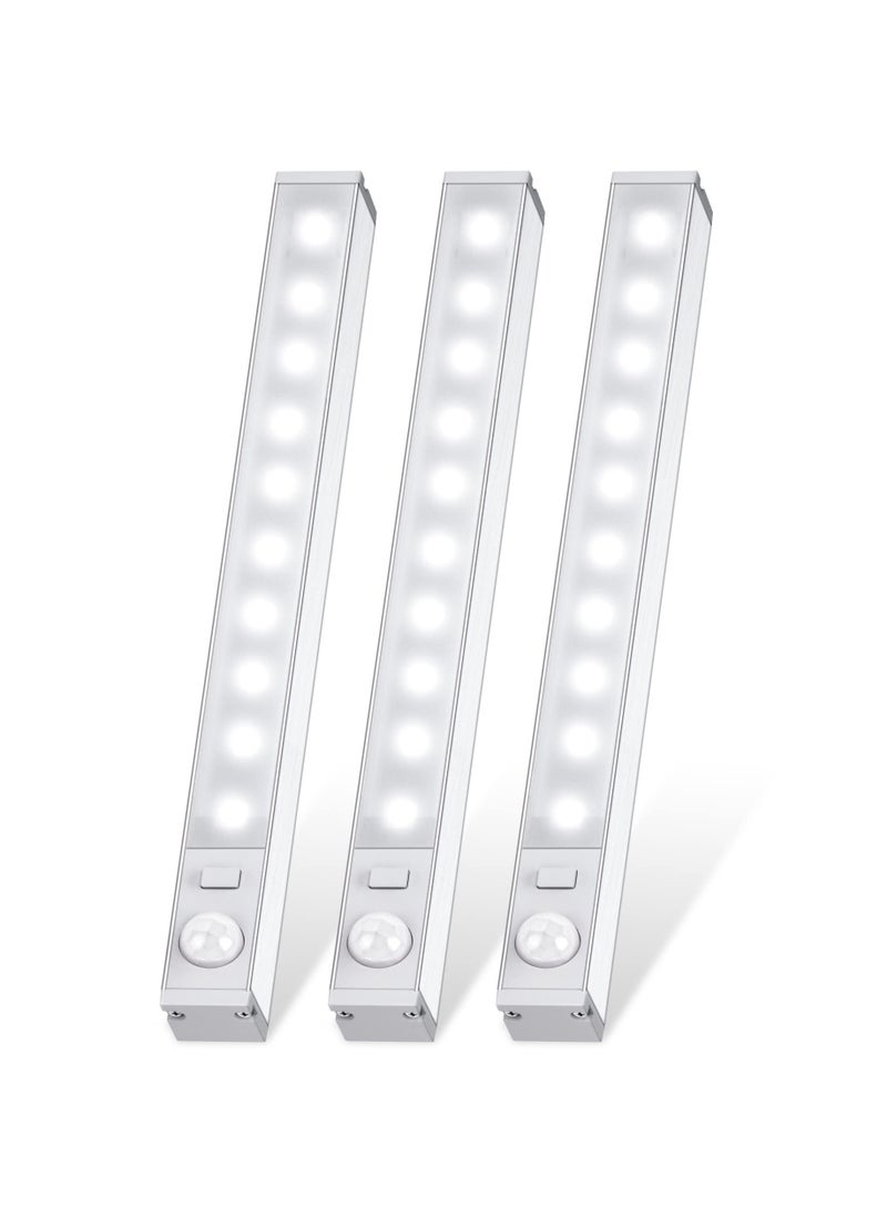 SOLARAE Motion Sensor Cupboard Lights Indoor, LED Automatic Night Light Cabinet Light, Cool White Kitchen Rechargeable Magnetic Light for Closet, Cabinet, Stairs, Drawer, Pantry, Cupboard, Wardrobe (3Pcs) - Image 1