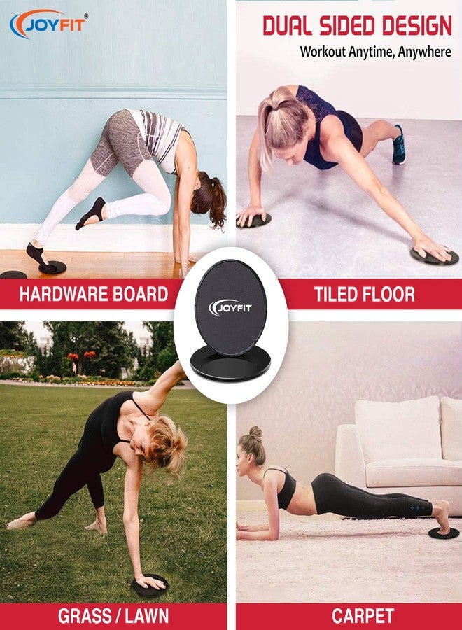 JoyFit Exercise Core Sliders- Dual Sided Exercise Gliding Discs, Ab, Back, Hip, and Leg, Exercise Gear for Gym, Home, Yoga, Strengthen Abdomen, Improve Balance. Ideal for Men and Women Pair (Black) - Image 5