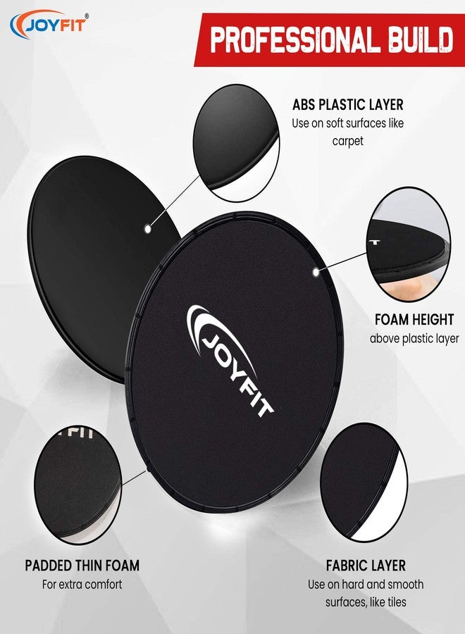 JoyFit Exercise Core Sliders- Dual Sided Exercise Gliding Discs, Ab, Back, Hip, and Leg, Exercise Gear for Gym, Home, Yoga, Strengthen Abdomen, Improve Balance. Ideal for Men and Women Pair (Black) - Image 2