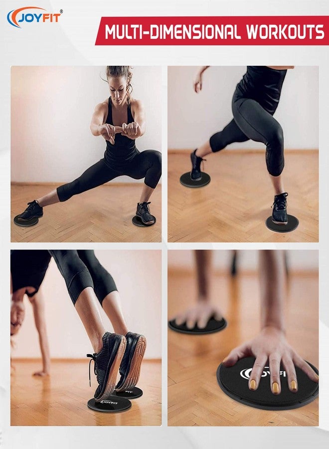JoyFit Exercise Core Sliders- Dual Sided Exercise Gliding Discs, Ab, Back, Hip, and Leg, Exercise Gear for Gym, Home, Yoga, Strengthen Abdomen, Improve Balance. Ideal for Men and Women Pair (Black) - Image 4