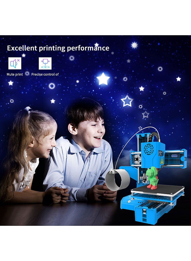 3D Printer Mini Desktop Printing Machine for Kids 100x100x100mm Print Size Removable Platform One-Key Printing with TF Card PLA Sample Filament for Beginners Household Education