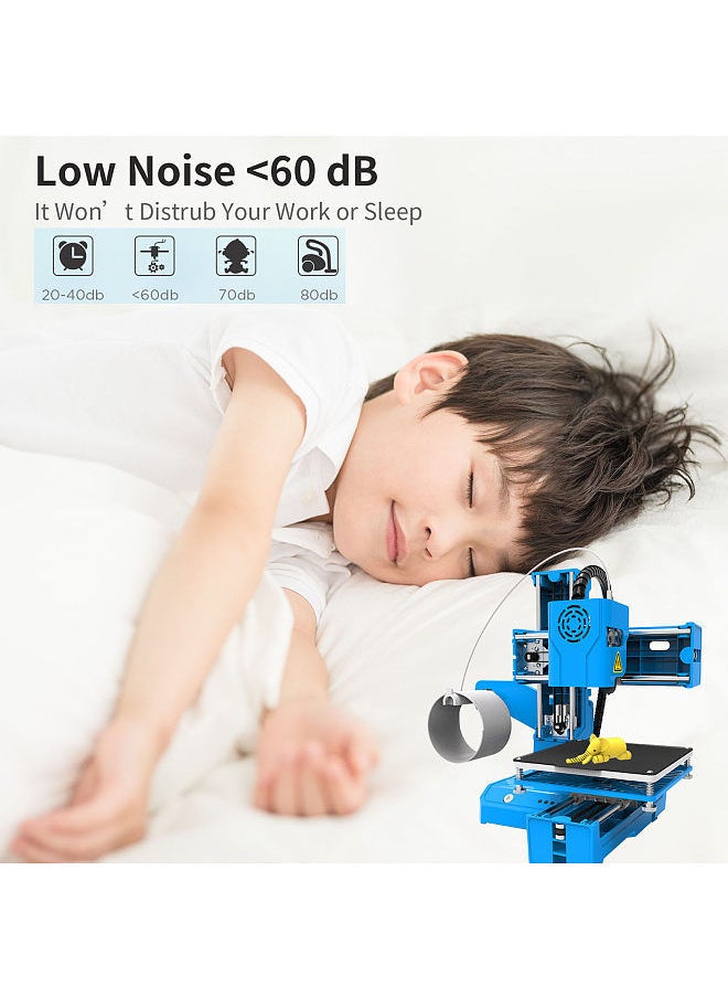 3D Printer Mini Desktop Printing Machine for Kids 100x100x100mm Print Size Removable Platform One-Key Printing with TF Card PLA Sample Filament for Beginners Household Education