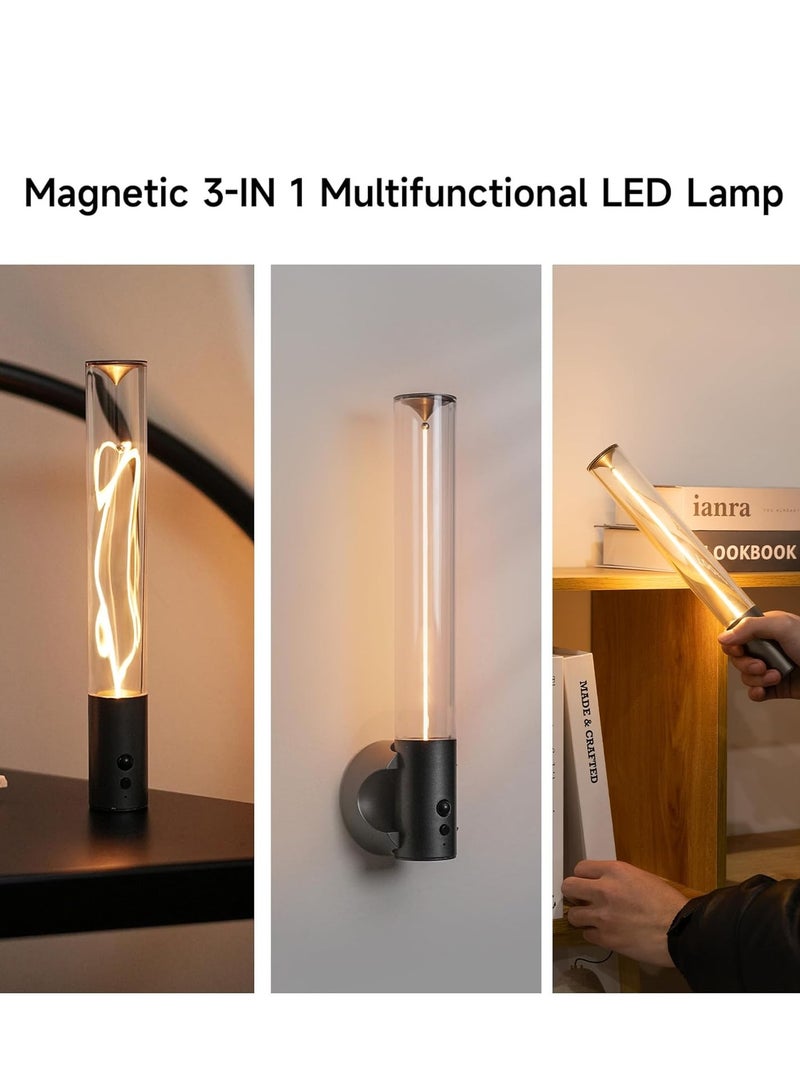 Multifunctional rechargeable LED light: flashlight, table lamp and magnetic wall light, featuring a warm light that is comfortable for the eyes and a smart sensor, with a luxurious transparent glass design. - Image 4