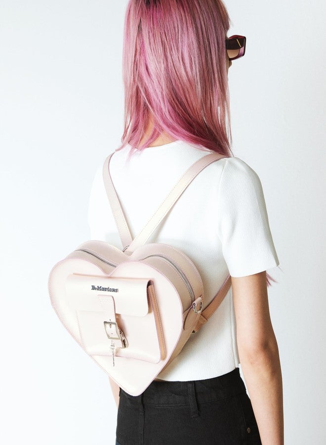 Dr. Martens Leather Heart Shaped Backpack, Powder Pink+Gold Shift - Image 4