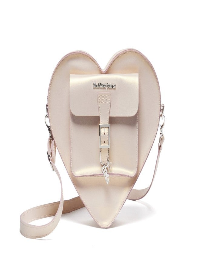 Dr. Martens Leather Heart Shaped Backpack, Powder Pink+Gold Shift - Image 1