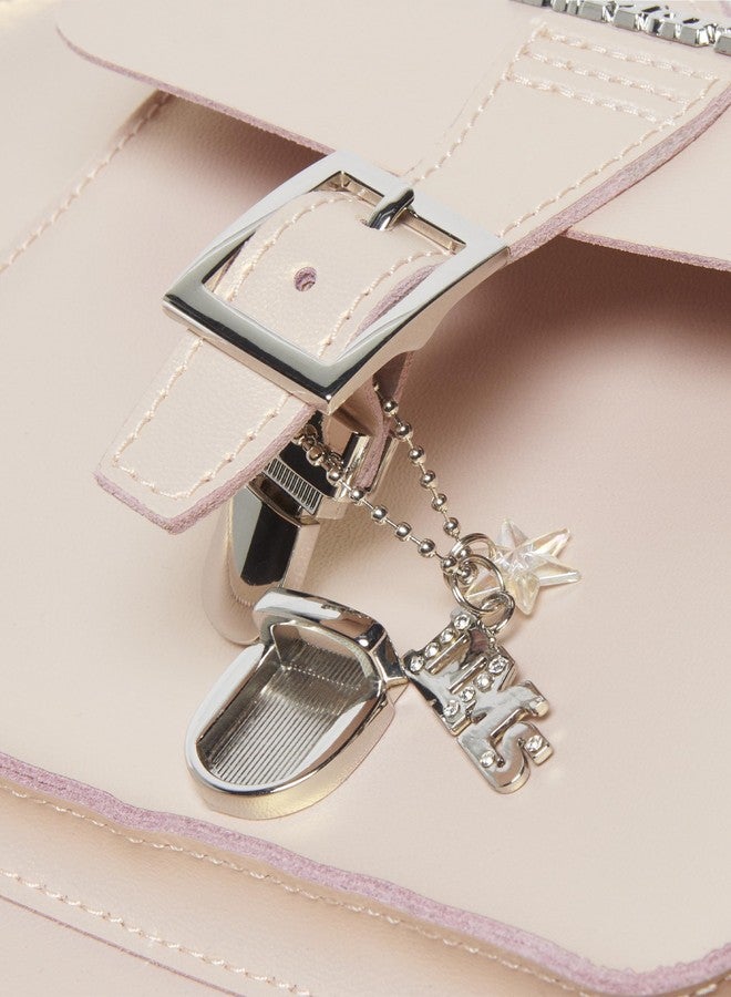 Dr. Martens Leather Heart Shaped Backpack, Powder Pink+Gold Shift - Image 3