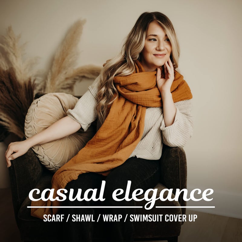 Kishu Baby Indi by Kishu Baby GOTS Organic Muslin Nursing Cover Up for Breastfeeding, Breathable Shawl, Scarf, Privacy Nursing Cover for Breastfeeding Moms (Rust) - Image 2