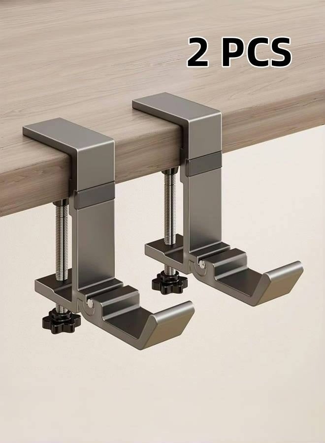 Desk Bag Hook - Bag Hanger for Table with Adjustable Arm Clamp - Aluminum Under Desk Handbag Hanger - Clamp Hook for Purse, Bag, Headphone,gray,2 pcs - Image 1