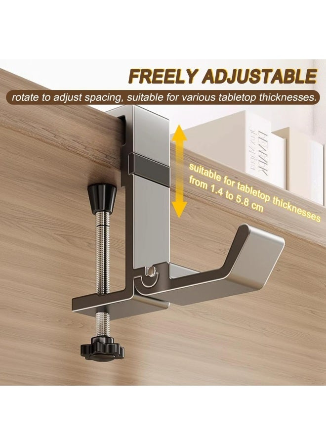 Desk Bag Hook - Bag Hanger for Table with Adjustable Arm Clamp - Aluminum Under Desk Handbag Hanger - Clamp Hook for Purse, Bag, Headphone,gray,2 pcs - Image 2