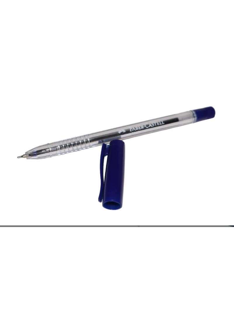 Faber-Castell Box of 10 Transparent Body Ballpoint Pens 0.7 mm – Blue – No. 1001 - Image 2