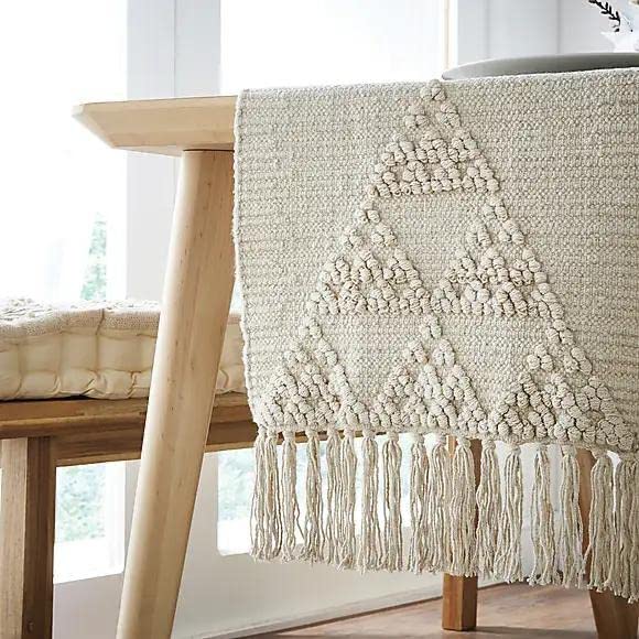 POSHREYA Cotton Table Runner For 4 6 Seater Dining Table|Centre Table|Living Room|Table Decor(14*72 Inches), Large, White - Image 2