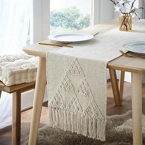 POSHREYA Cotton Table Runner For 4 6 Seater Dining Table|Centre Table|Living Room|Table Decor(14*72 Inches), Large, White - Image 5