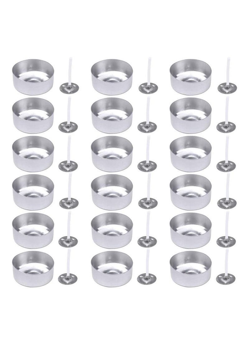 Y&D Aluminum Tea Lights Cups 100 Pcs, Metal Light Tins with Pcs Candle Wicks Empty Case Wax Containers for DIY Candles Making Supplies - Image 1