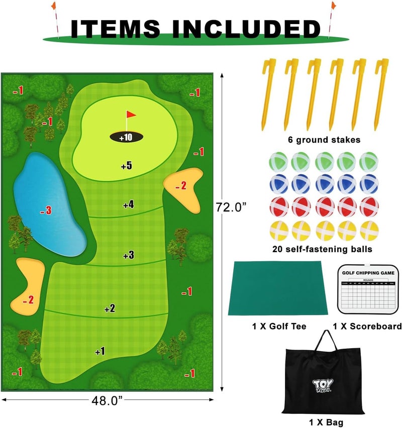 Chipping Golf Game Mat, , Indoor Outdoor Golf Practice for Adults and Kids, Sticky Ball Mat with Sticky Balls Set, Backyard Games Outdoor Toys for Kids - Image 5