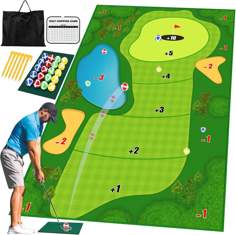 Chipping Golf Game Mat, , Indoor Outdoor Golf Practice for Adults and Kids, Sticky Ball Mat with Sticky Balls Set, Backyard Games Outdoor Toys for Kids - Image 1