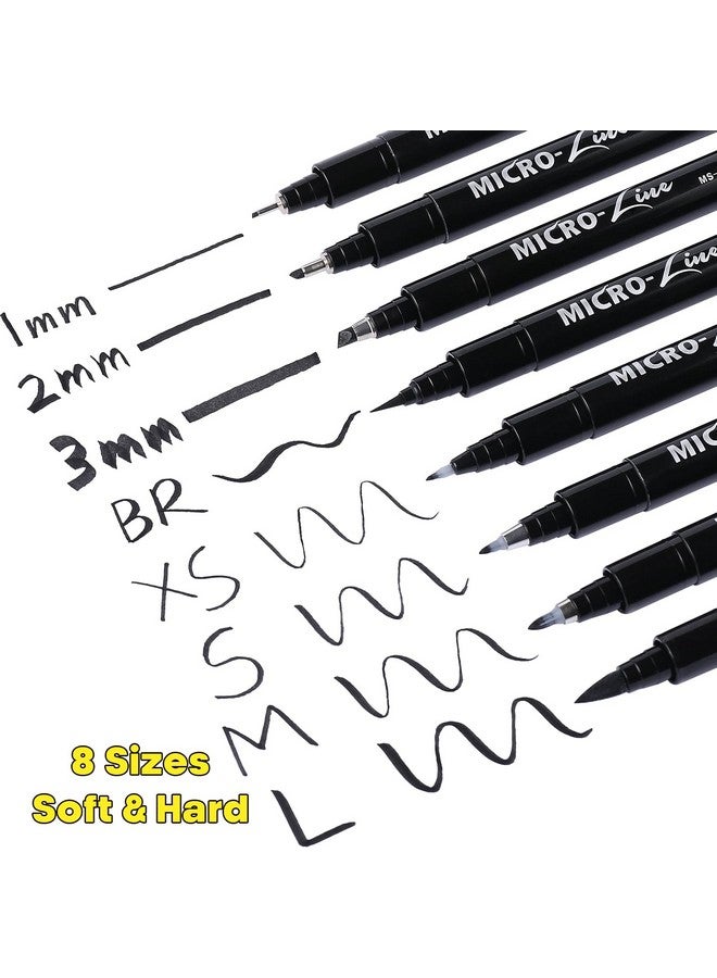 Dyvicl Hand Lettering Pens, Calligraphy Brush Pens Art Markers for Beginners Writing, Sketching, Drawing, Illustration, Scrapbooking, Journaling, Black Ink Pen Set, 8 Sizes - Image 2