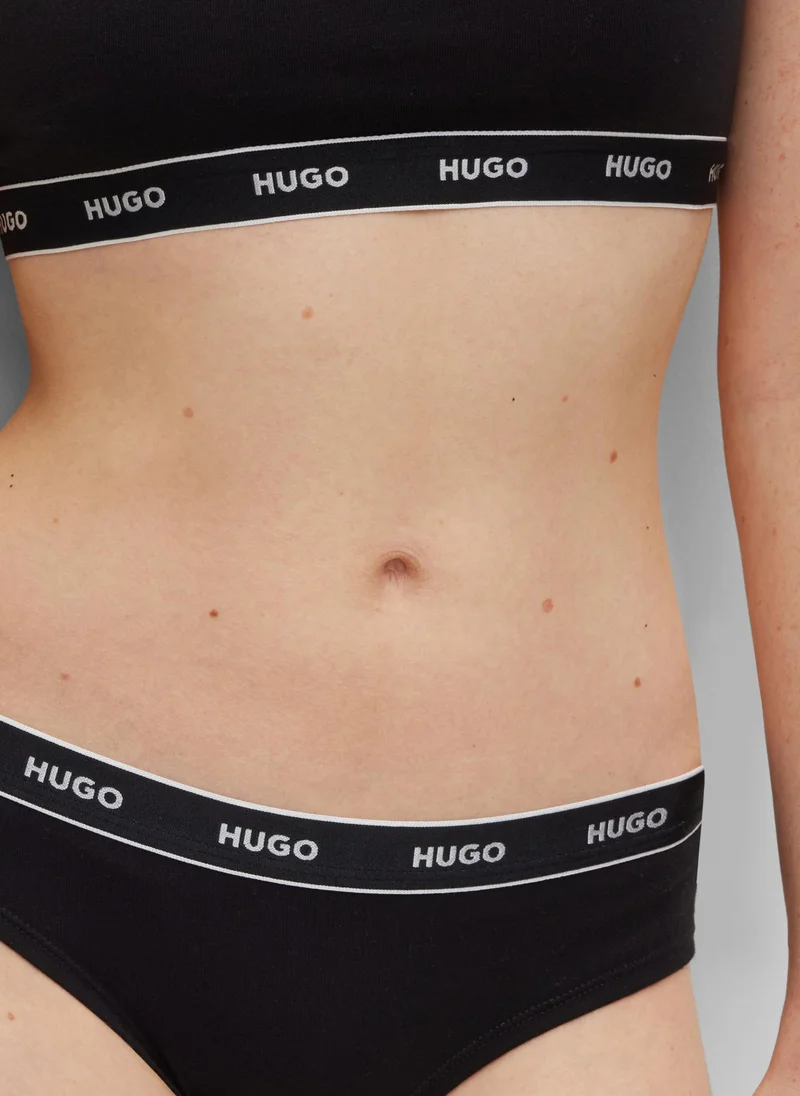 HUGO Three-pack of stretch-cotton briefs with logo waistbands