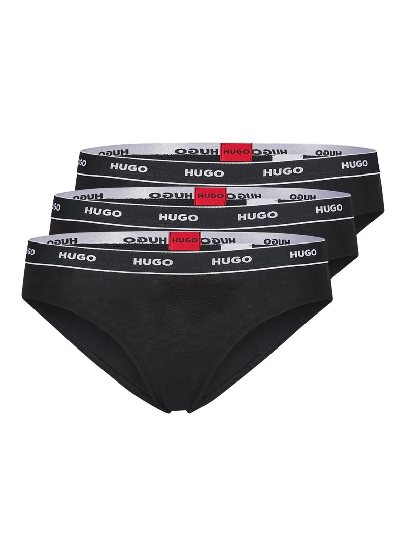 HUGO Three-pack of stretch-cotton briefs with logo waistbands