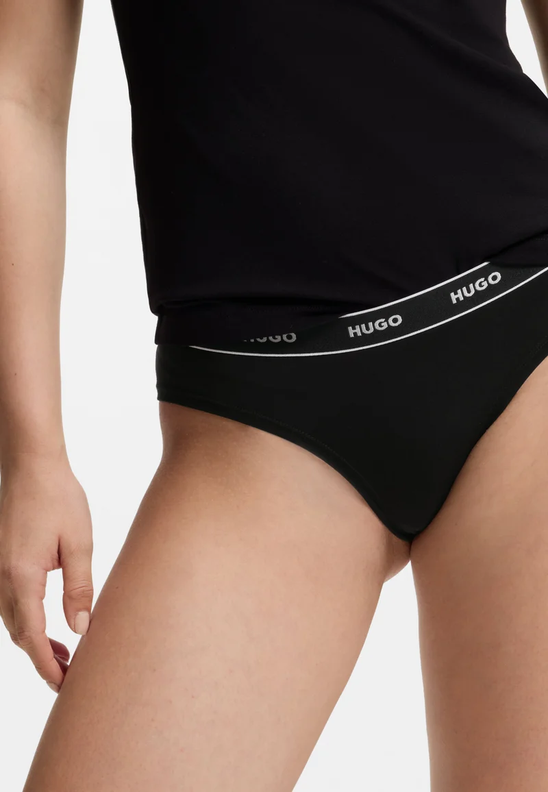 HUGO Black Stretch-cotton briefs with logo waistband for Women | Best Price UAE