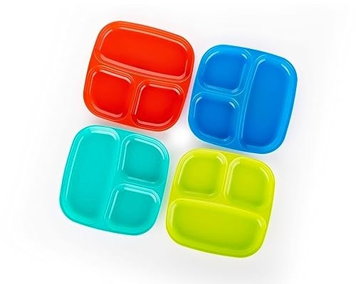 Puno Puno Set of 4 Plastic Food Plate with Partitions/Unbreakable Snack plates set of 4. - Image 2