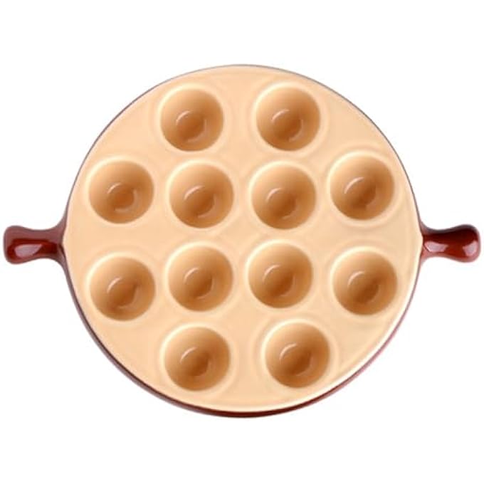 rayihni 2Pcs Ceramic Escargot Plates Appetizer Dishes Baked SnailsBaked Scallop 675Inch With Handle Footed Dishes Oven Safe Holes Set For Home Restaurant Hotel Size  B - Image 2